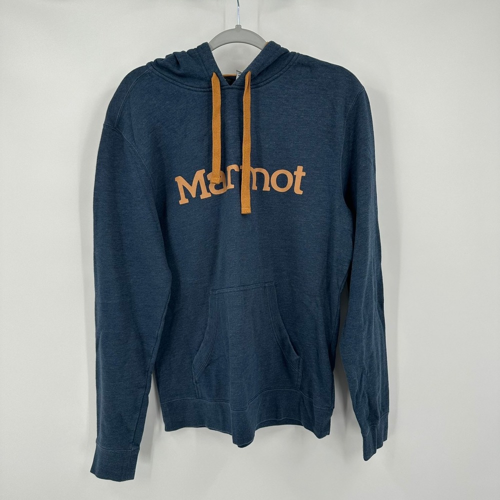 Marmot Mens Logo Fleece Pullover Hoodie Size M Outdoors Hiking Camping Utility